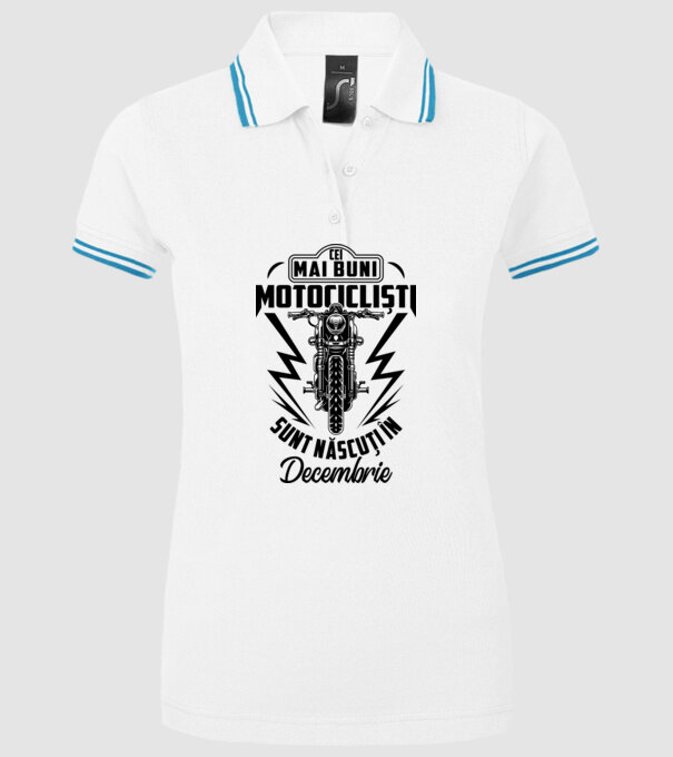 Cei mai buni motocicliști sunt născuți în Decembrie model alb pe tricou