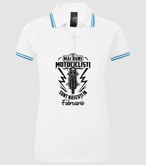 Cei mai buni motocicliști sunt născuți în Februarie model alb pe tricou