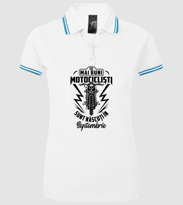 Cei mai buni motocicliști sunt născuți în Septembrie model alb pe tricou