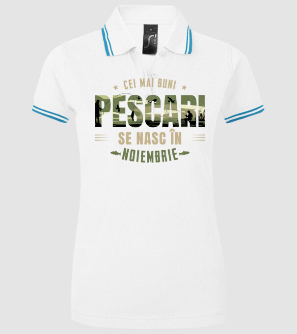 Cei mai buni pescari se nasc în noiembrie model alb pe tricou