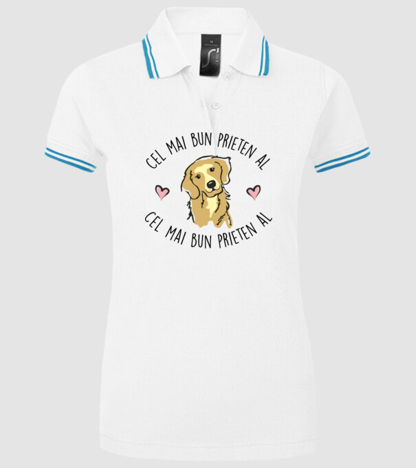 Cel mai bun prieten al meu este un golden retriever model alb pe tricou