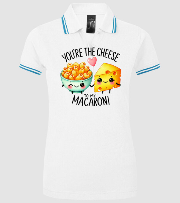 Cheese to my Macaroni model alb pe tricou