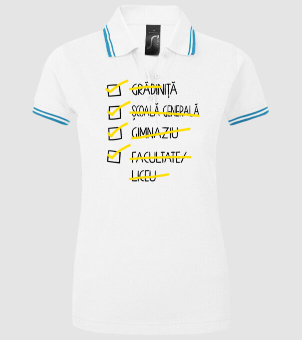 Cheklist educație - Facultate alb model alb pe tricou