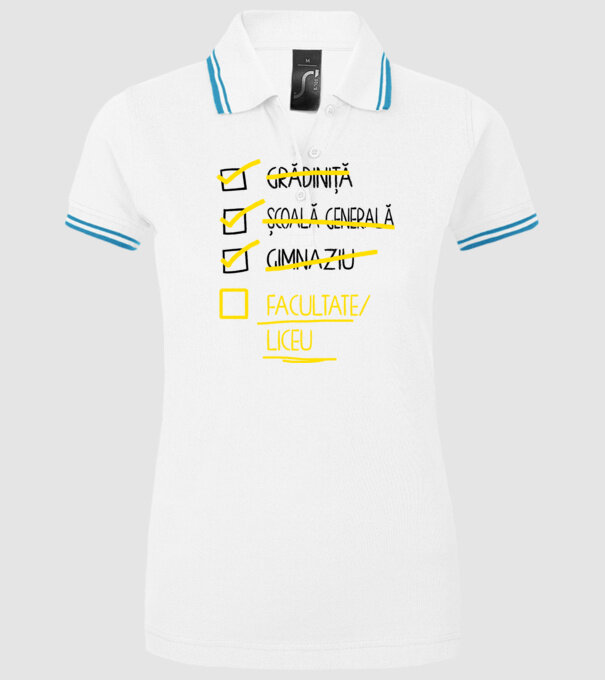 Cheklist educație - Gimnaziu alb model alb pe tricou