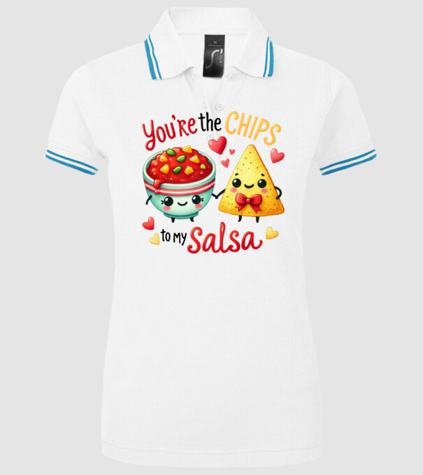 Chips to my Salsa model alb pe tricou