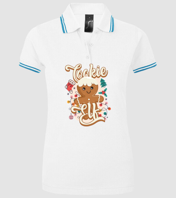 Cookie elf model alb pe tricou
