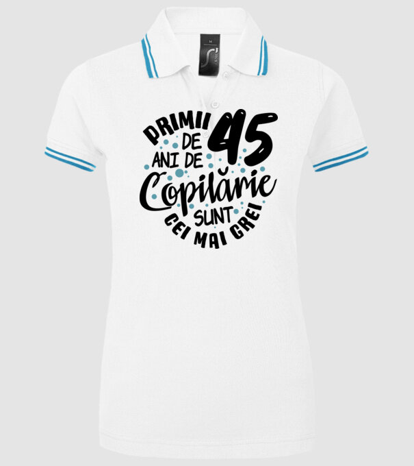 Copilărie 45 de ani model alb pe tricou