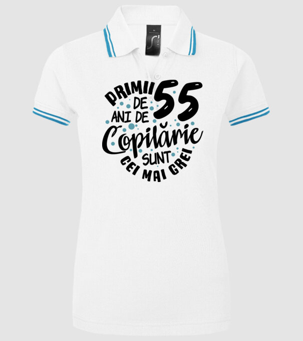 Copilărie 55 de ani model alb pe tricou