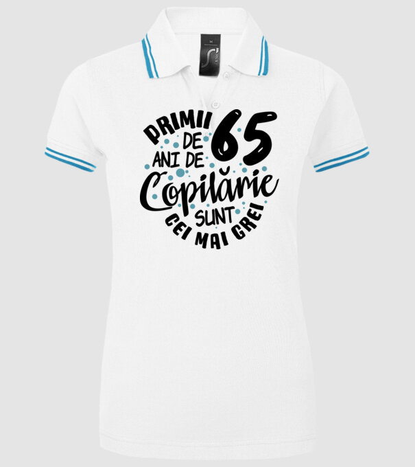 Copilărie 65 de ani model alb pe tricou