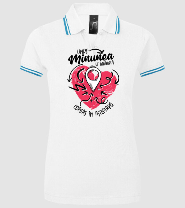 Copilaș în așteptare model alb pe tricou