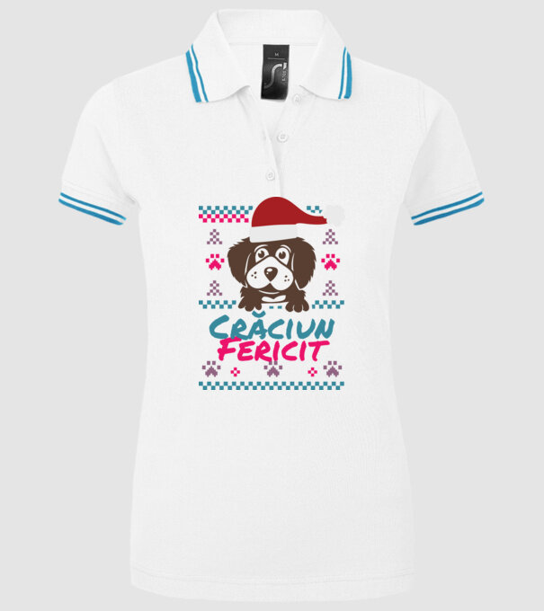 Crăciun Fericit câine model alb pe tricou