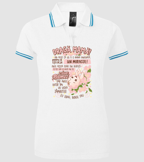 Cu drag, bebele tău model alb pe tricou
