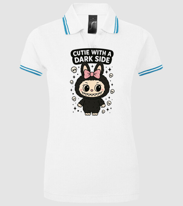 Cutie with a dark side model alb pe tricou