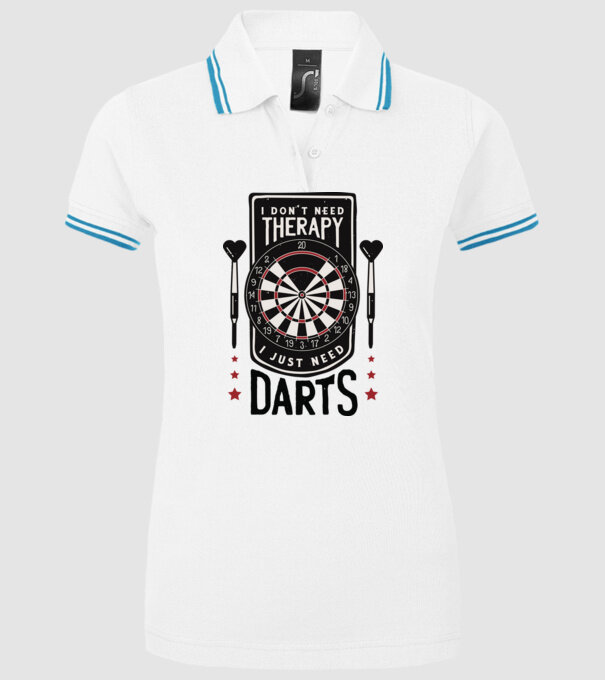 Darts Therapy model alb pe tricou