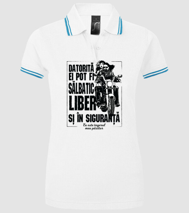 datorită lui pot fi sălbatică, liberă și în siguranță - el este îngerul meu păzitor model alb pe tricou