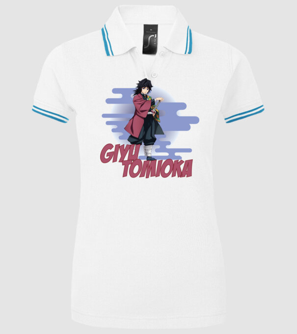 Demon Slayer Giyu model alb pe tricou
