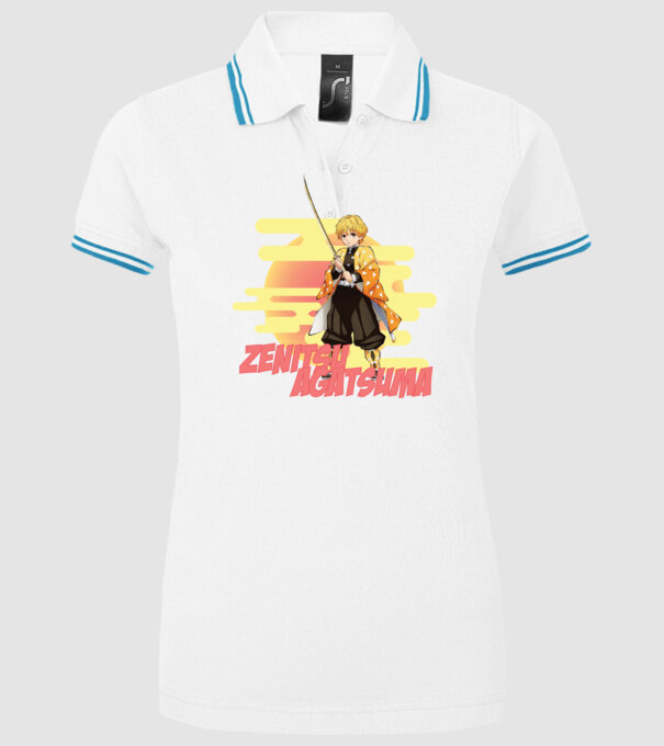 Demon Slayer Zenitsu model alb pe tricou