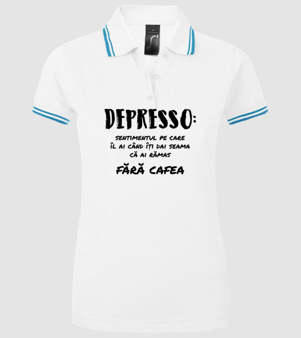depresie: sentimentul pe care îl ai când îți dai seama că ai rămas fără cafea model alb pe tricou