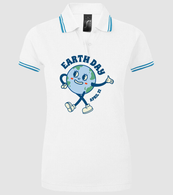 Earth Day model alb pe tricou