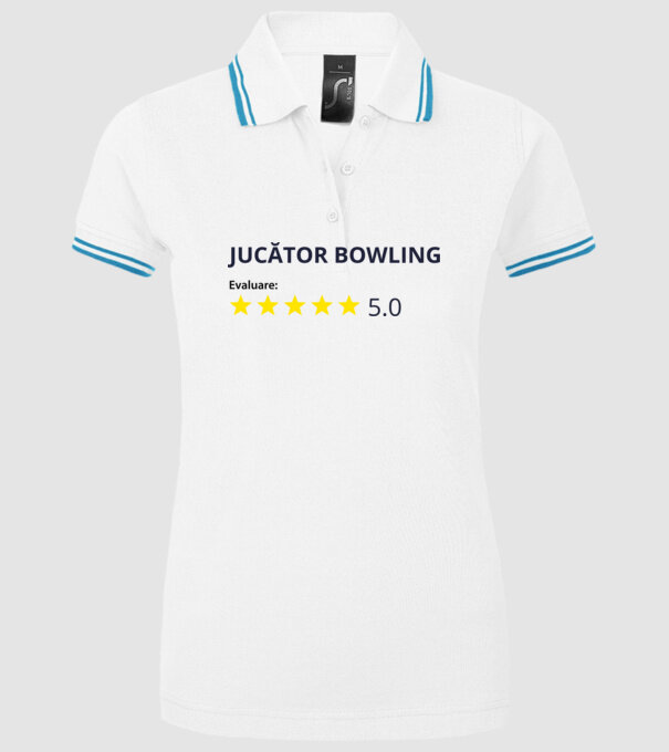 evaluare: jucător bowling de 5 stele model alb pe tricou