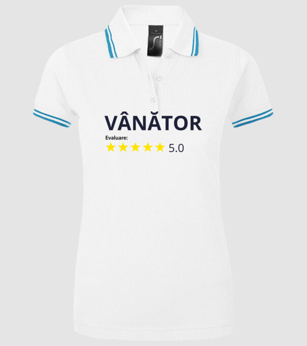 evaluare: vânător de 5 stele model alb pe tricou