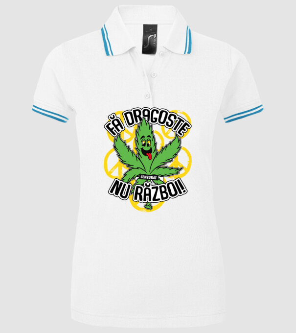 fă dragoste, nu război! (cenzurat) model alb pe tricou