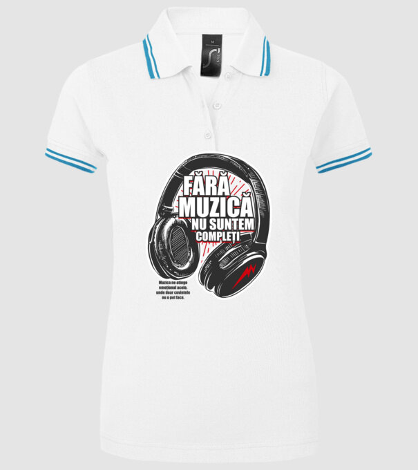 Fără muzică nu suntem compleți - Muzica ne atinge emoțional acolo, unde doar cuvintele nu o pot face. model alb pe tricou