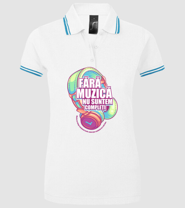 Fără muzică nu suntem compleți - Muzica ne atinge emoțional acolo, unde doar cuvintele nu o pot face. model alb pe tricou