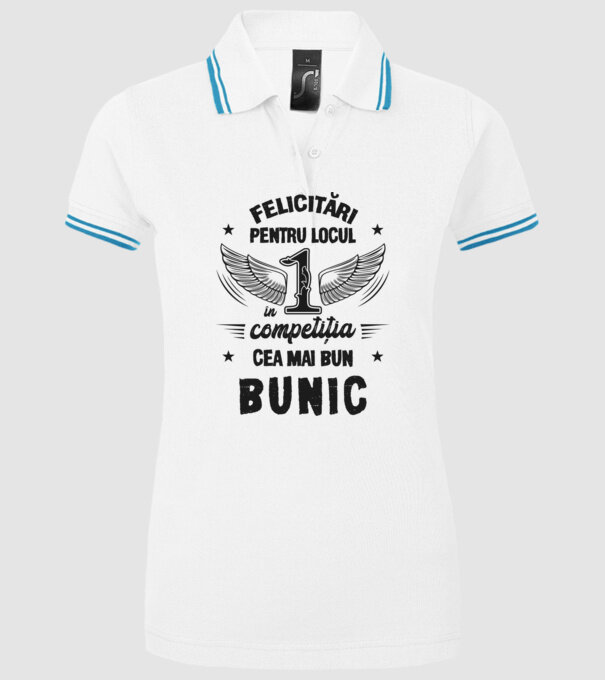 Felicitări pentru locul 1 în competiția Cel mai bun bunic! model alb pe tricou