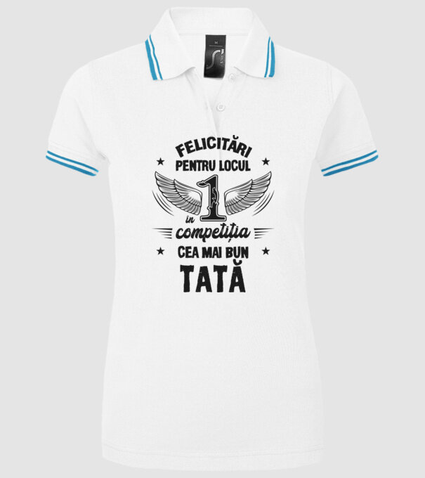 Felicitări pentru locul 1 în competiția Cel mai bun tată! model alb pe tricou