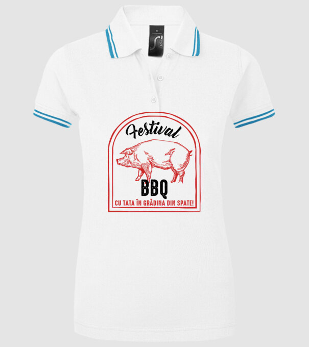 Festival BBQ - cu tata în grădina din spate! model alb pe tricou