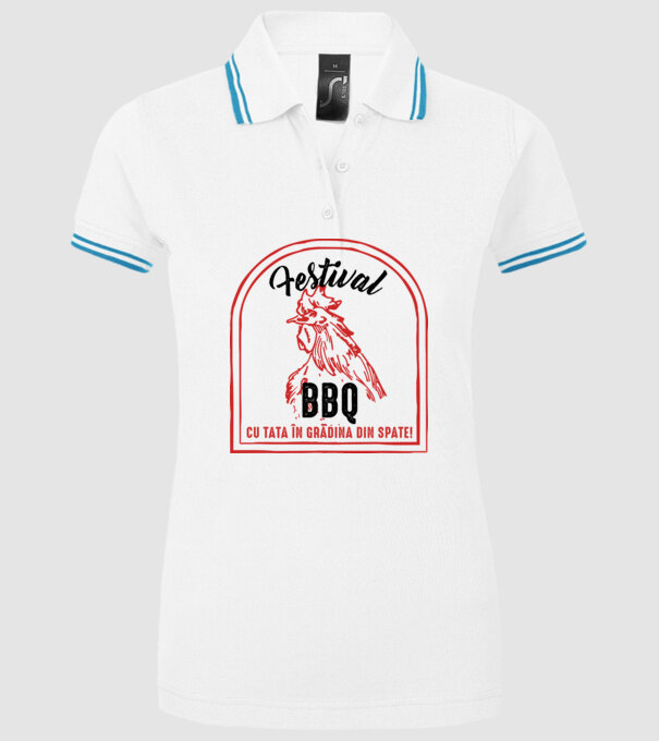 Festival BBQ - cu tata în grădina din spate! model alb pe tricou