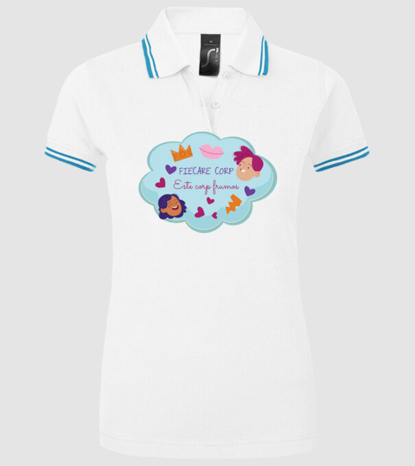 Fiecare corp model alb pe tricou