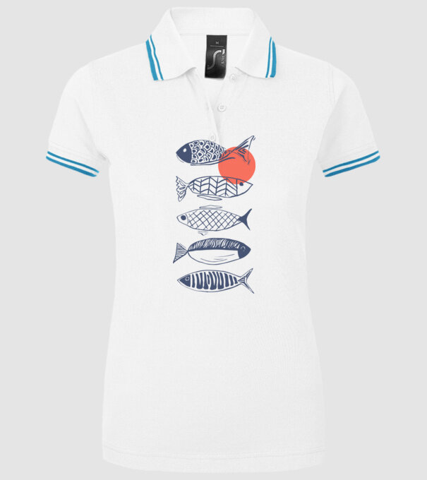 Fish model alb pe tricou