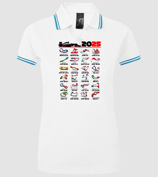 F1 calendar 2025 Alb model alb pe tricou