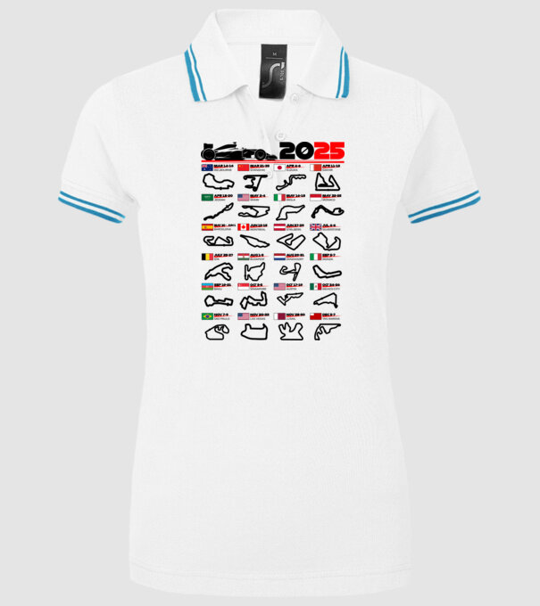 F1 calendar 2025 model alb pe tricou