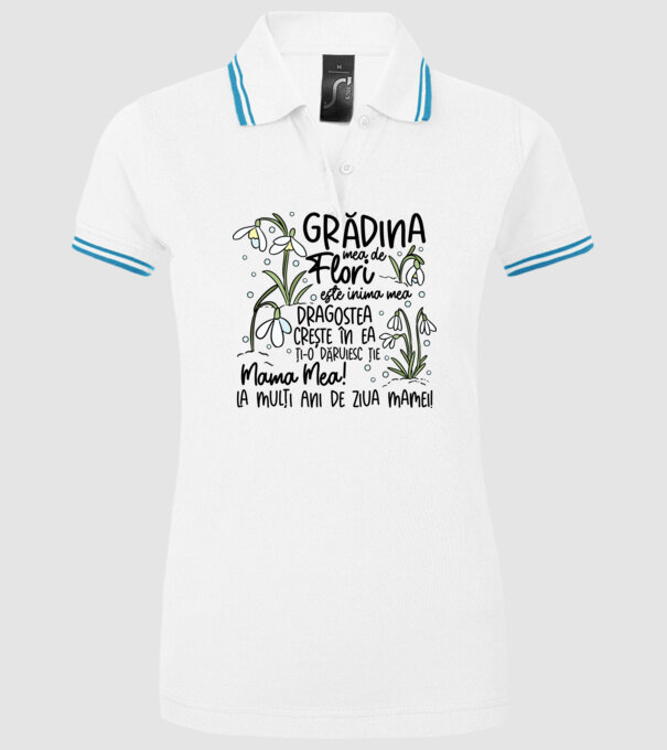 Grădina mea de flori model alb pe tricou