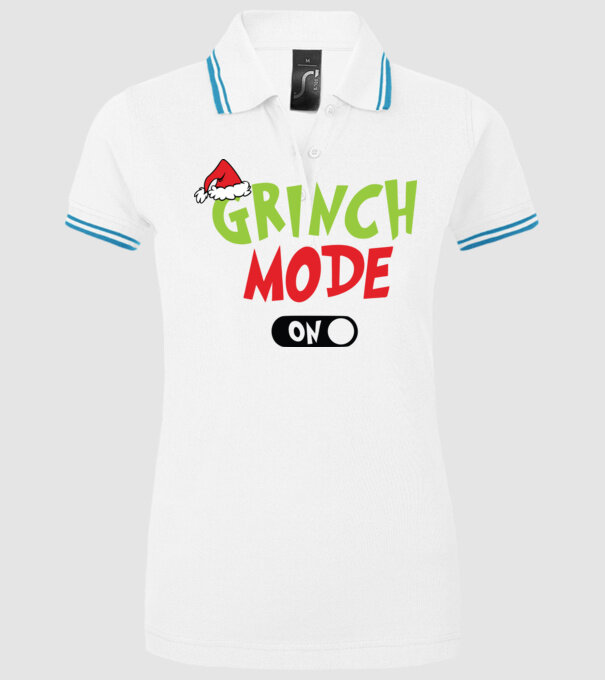 Grinch Mode model alb pe tricou