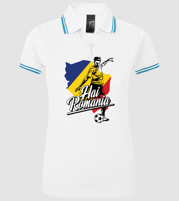 Hai romania fotbal model alb pe tricou