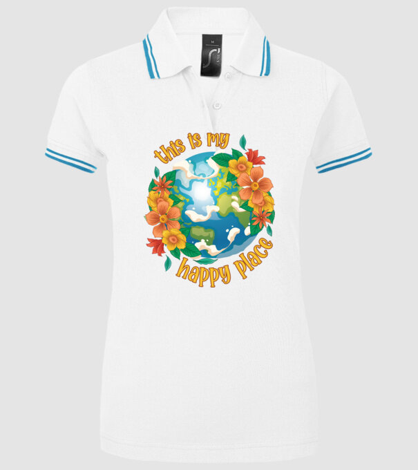 Happy Place model alb pe tricou