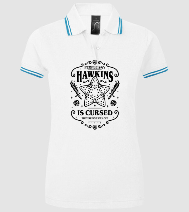 hawkins is cursed model alb pe tricou