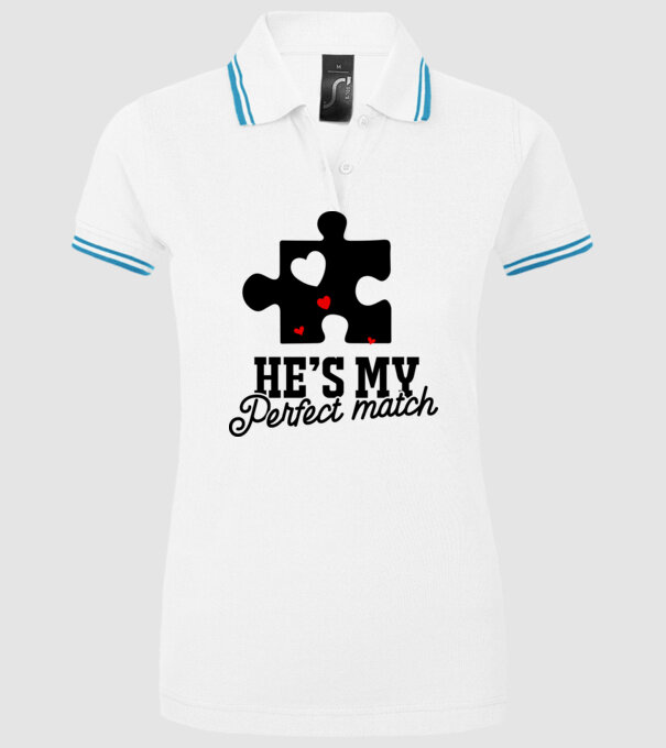 He is my perfect match model alb pe tricou