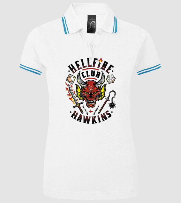 hellfire club hawkins model alb pe tricou