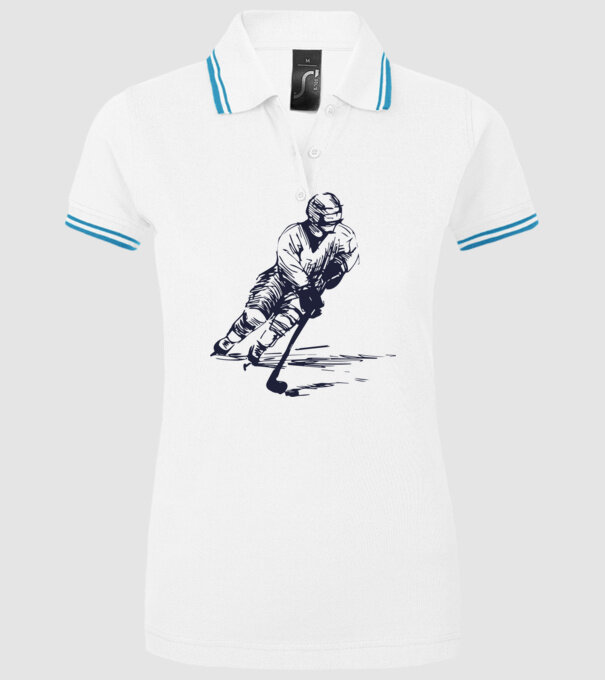 Hockey player model alb pe tricou