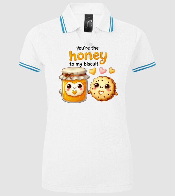 Honey to my Biscuit model alb pe tricou