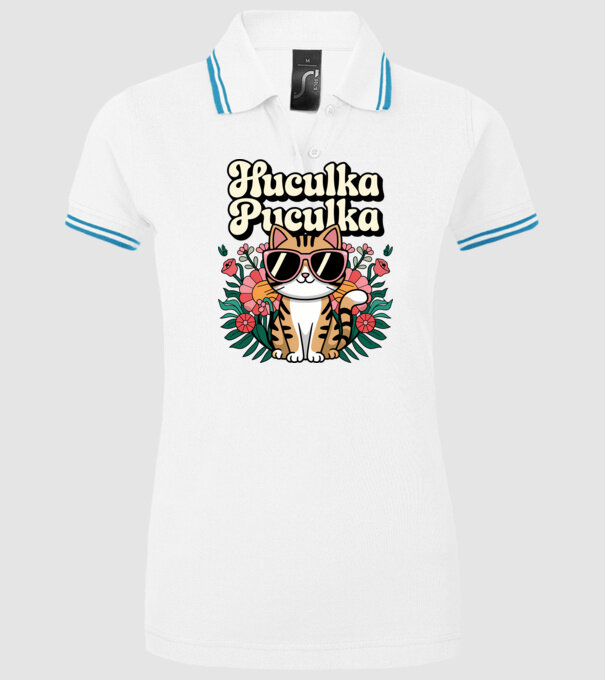 Huculka Puculka pisică 3 model alb pe tricou