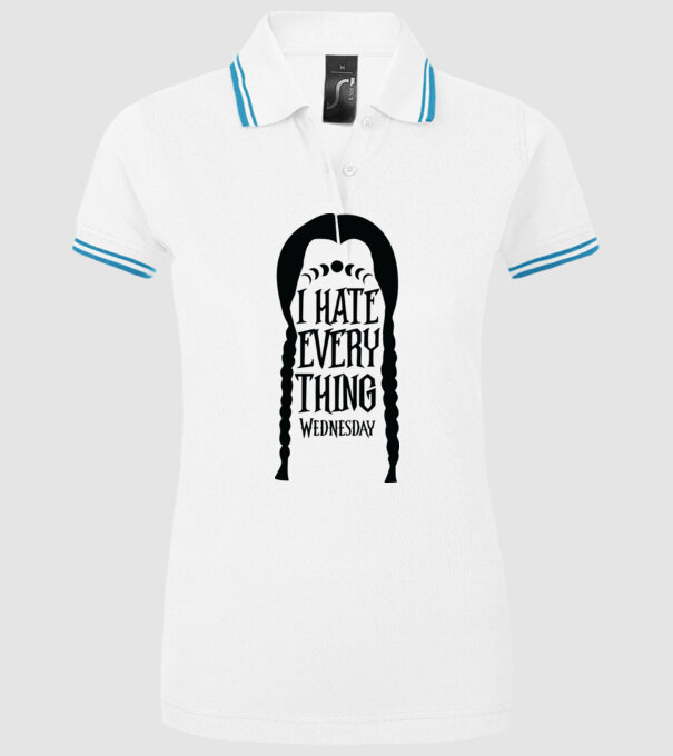 I hate everything model alb pe tricou