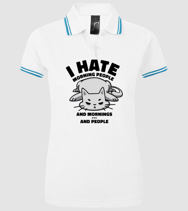 I hate morning people antisocial cat model alb pe tricou
