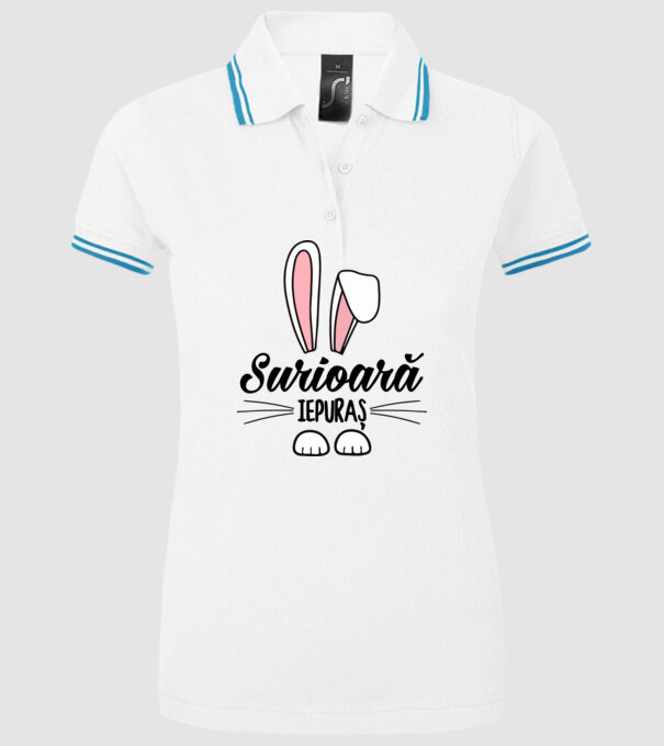 Iepuraș surioară model alb pe tricou