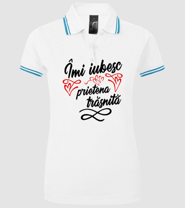 Îmi iubesc prietena trăsnită model alb pe tricou